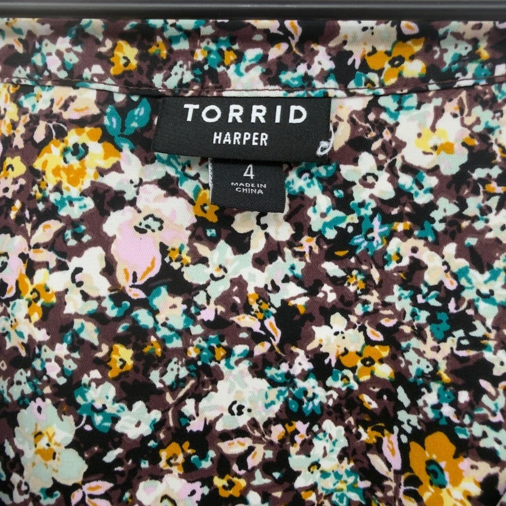 Torrid Harper Blouse Floral Georgette V-Neck 4 Boho Career Cottagecore Romantic